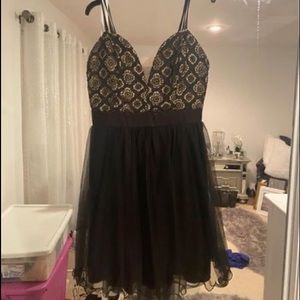 Junior Black and Gold Semi Formal Dress